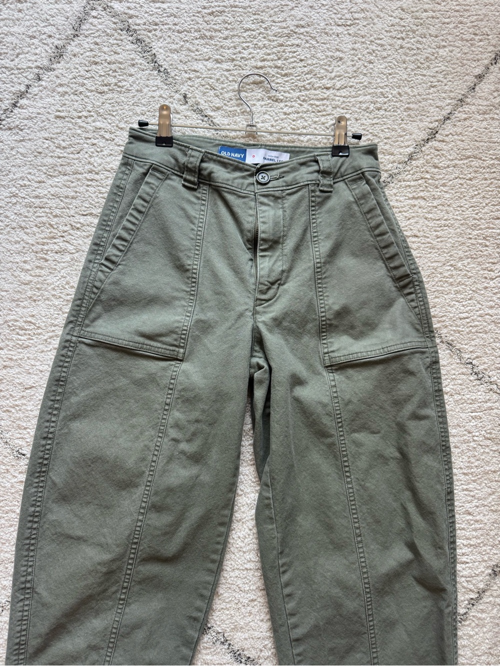 Women’s Green Utility Barrel Leg Pants - Picture 3 of 5